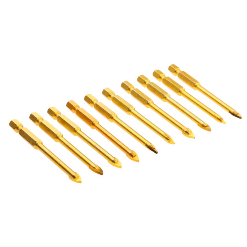 10 Pieces Slotted Hex Shank Ceramic Tile Glass Drill Bits Quick Bit Se