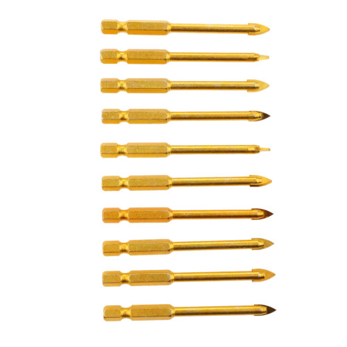 10 Pieces Slotted Hex Shank Ceramic Tile Glass Drill Bits Quick Bit Se 1
