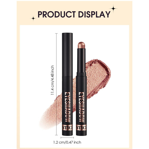 Eyeshadow Stick with Glitter Pen, Waterproof Longlasting Smudge Resistant, Multiple Color Options 2