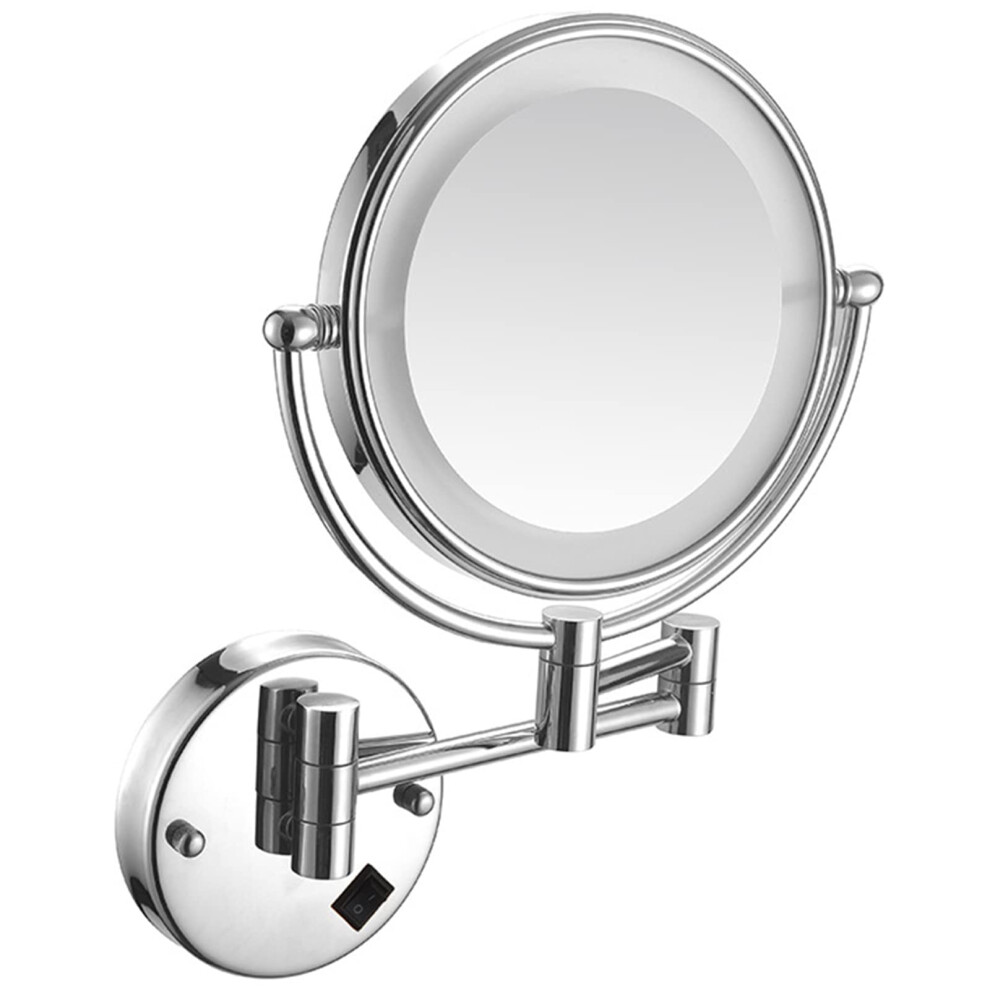 LED Wall Mounted Makeup Mirror with Lights 10X Magnifying 360 Swivel Chrome Extendable Arm