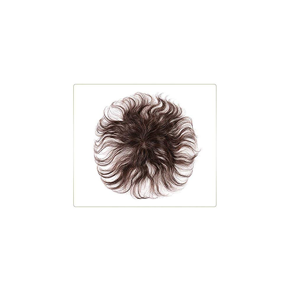 Curly Wavy Hair Topper for Thinning Hair Clip in Hairpiece Adds Volume Grey Coverage Dark Brown 7x10cm