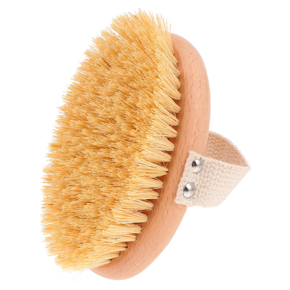 Bath Brush with Natural Bristles and Strap, Wooden Body Scrub Brush for Gentle Exfoliation