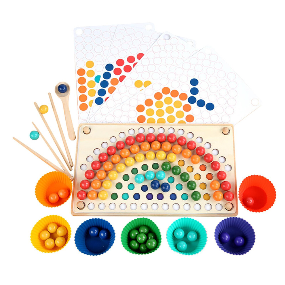 Rainbow Wooden Beading Game Puzzle Montessori Preschool Educational To