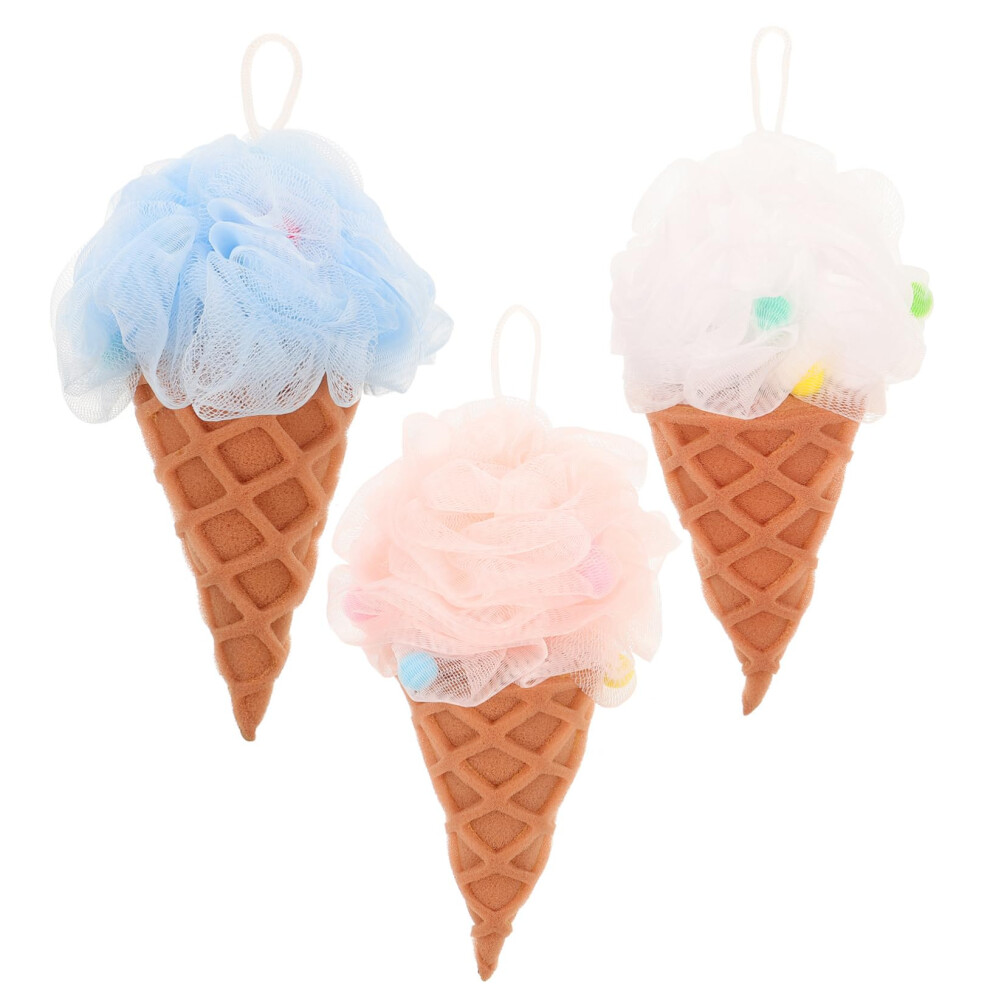 Shower Loofah Bath Sponge Set 3Pack Soft Mesh Body Scrubber with Rich Lather and Hanging Rope