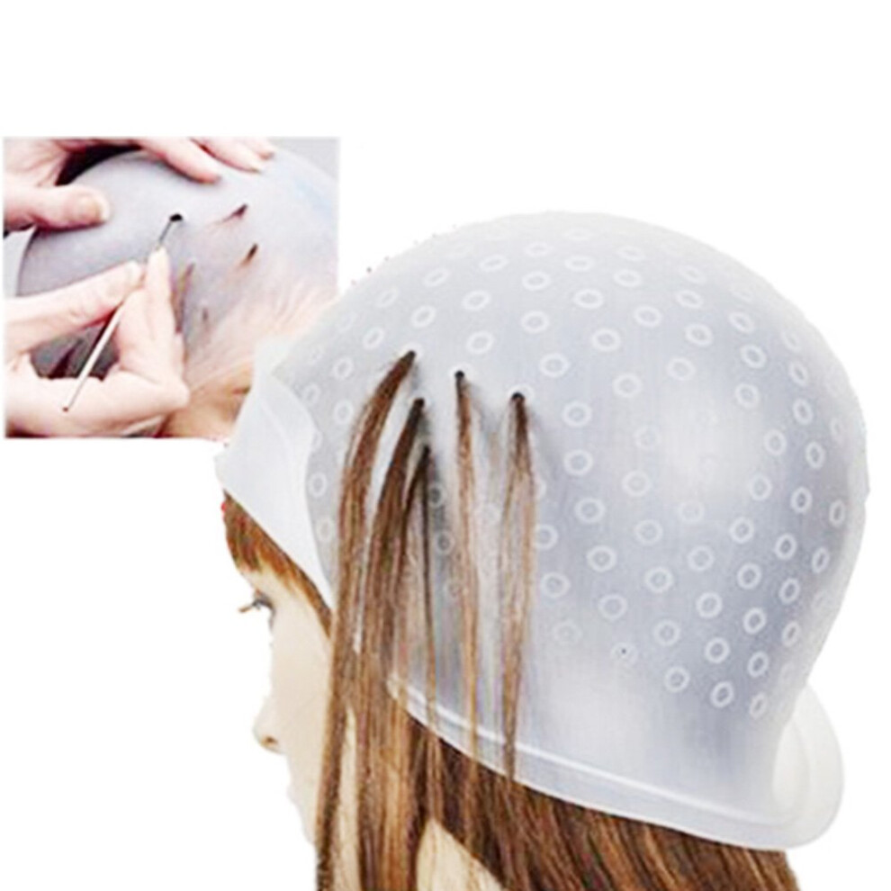 Reusable Silicone Highlighting Cap with Hook for Precise Hair Sectioning and Mess Dyeing