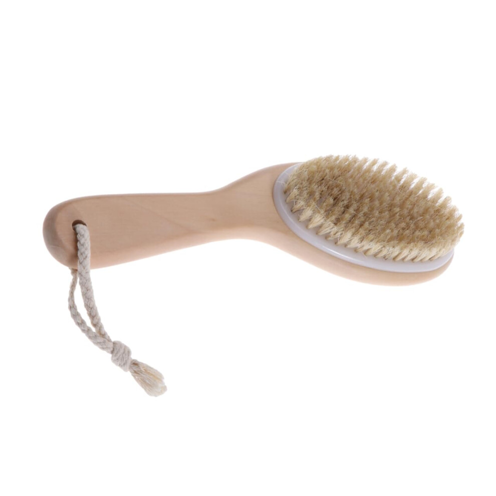 Bath Brush with Ergonomic Curved Handle, Medium Bristle Shower Brush for Wet or Dry Exfoliating