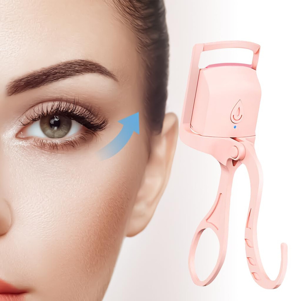Pink Heated Eyelash Curler Electric With Rapid Heatup 24H Hold Gentle Styling Cute Design