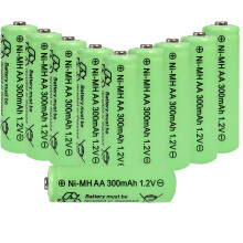 AA Rechargeable Batteries 300mAh 1.2V NiMH for Solar Garden Lights Outdoor Lanterns 10 Pack