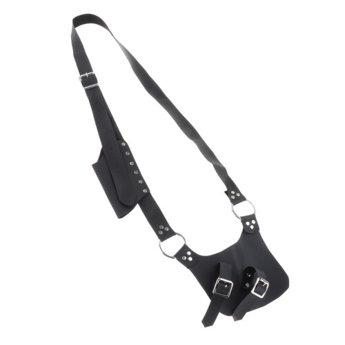 Medieval Shoulder Strap PU Leather Knife Holder for Knight Costume Bla