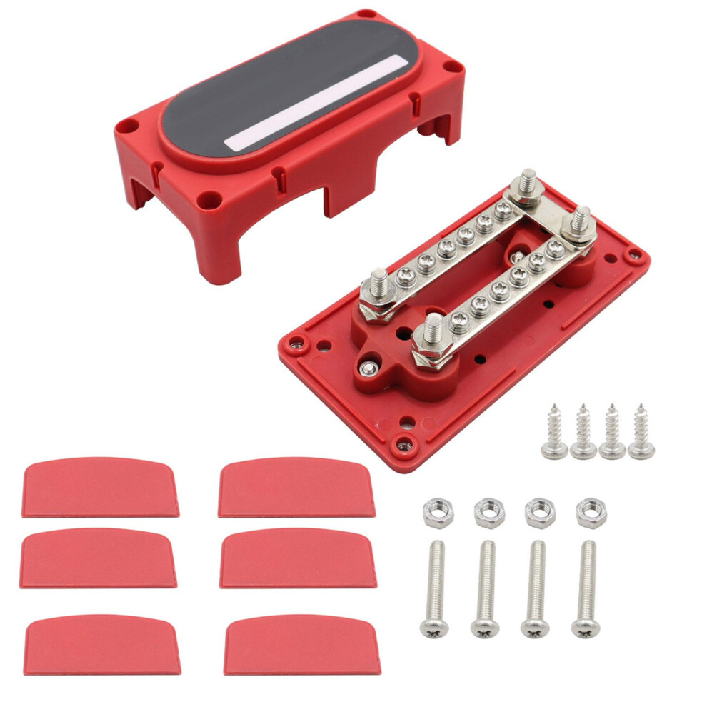 100A Bus Bar Power Distribution Block 12 Way For Rv Boat Marine Red 6902695855313