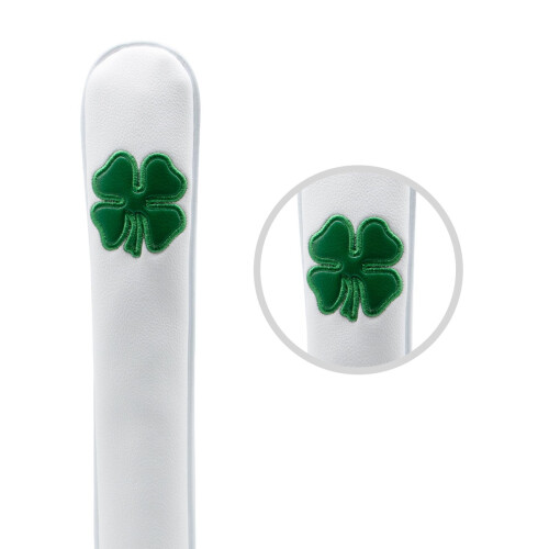 Embroidered Leaf Golf Alignment Stick Cover Case Holder PU Leather Whi 2