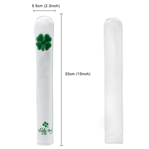 Embroidered Leaf Golf Alignment Stick Cover Case Holder PU Leather Whi 1