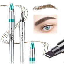 Waterproof Microblading Eyebrow Pen 4 Tip Tattoo Pencil for Natural Looking LongLasting Brows Dark Brown