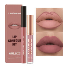Matte Lip Liner Set with Gloss, Long Lasting Waterproof Color, Dual Shade with Precision Brush
