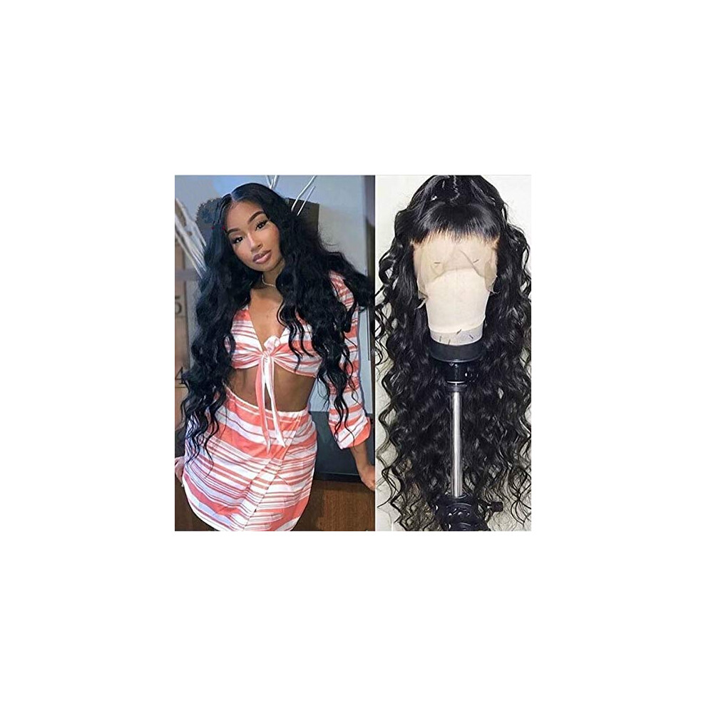 Unisex 20 Inch Lace Front Human Hair Wig Loose Curly Brazilian Virgin Hair Pre Plucked Hairline