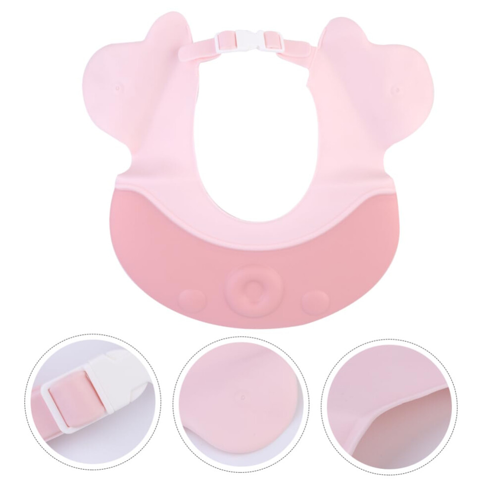 Adjustable Baby Shampoo Cap With Eye Protection Soft Pe Toddler Bath Hat Cartoon Design Light/Pink