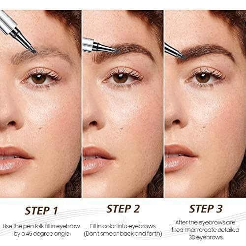 Eyebrow Pencil Waterproof Microblading Brow Pen Light Brown with Precision 4Point Tip 1
