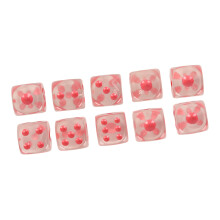 20 Stück Transparente Rosa-Punkt 6-seitiges Würfelset mit abgerundeten Ecken für Mathematik und Brettspiele