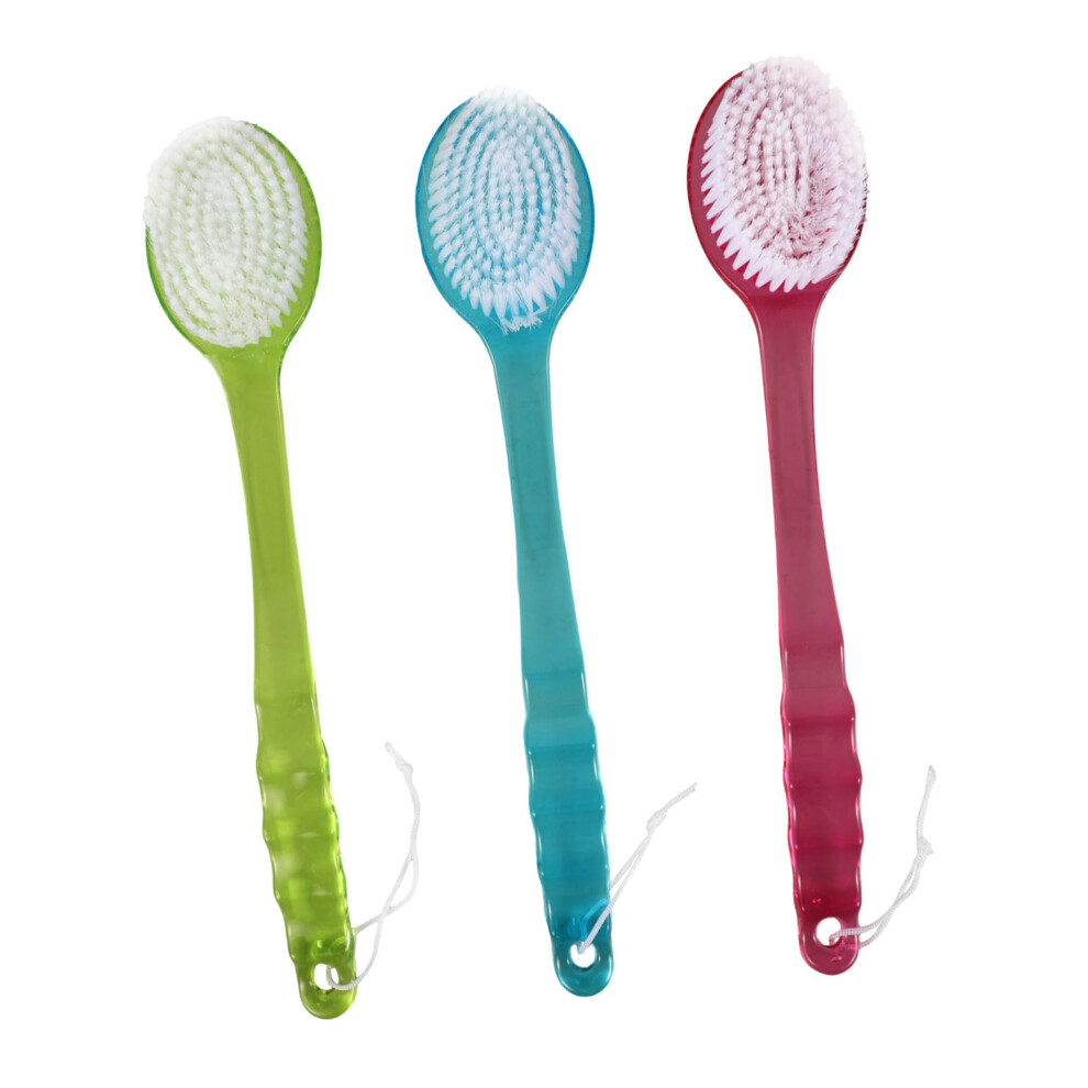 Back Scrubber 3pcs Long Handle DualSided Bath Brush for Shower and Gentle Back Cleaning