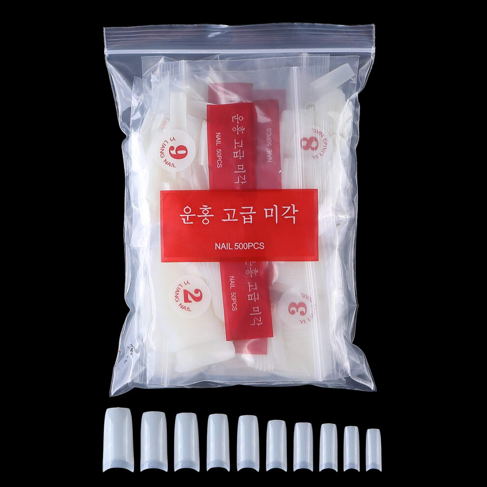 500pcs French Acrylic Nail Tips Half Cover Natural Prenumbered Salon Quality for Nail Art