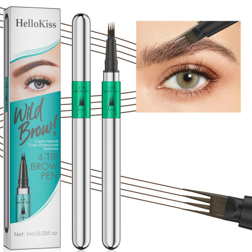 Microblading Eyebrow Pen Set Light Brown Waterproof Long Lasting with Precision Brush Tip