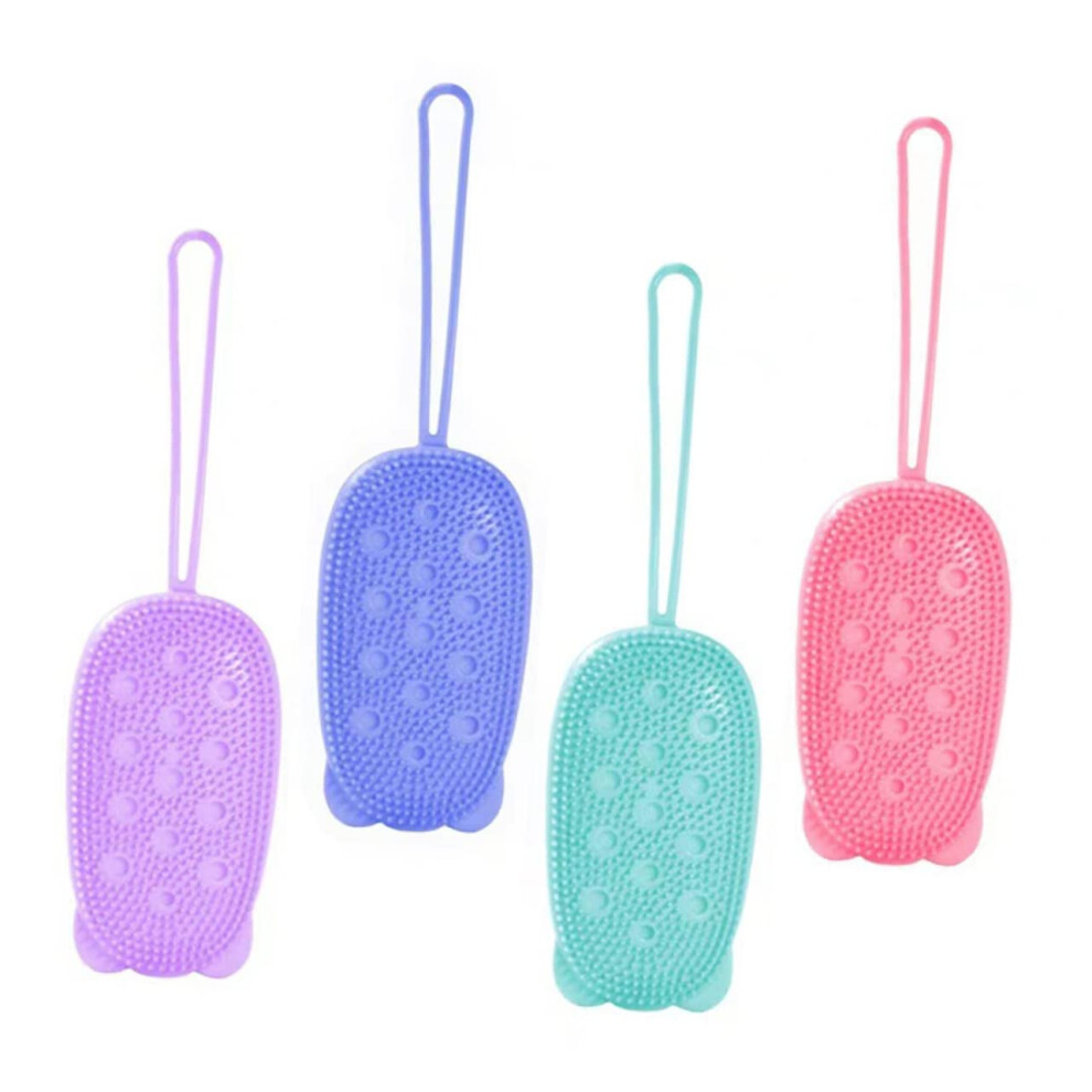 Silicone Bath Brush Set with Gentle DoubleSided Bristles for Body and Scalp Cleansing, 4pcs