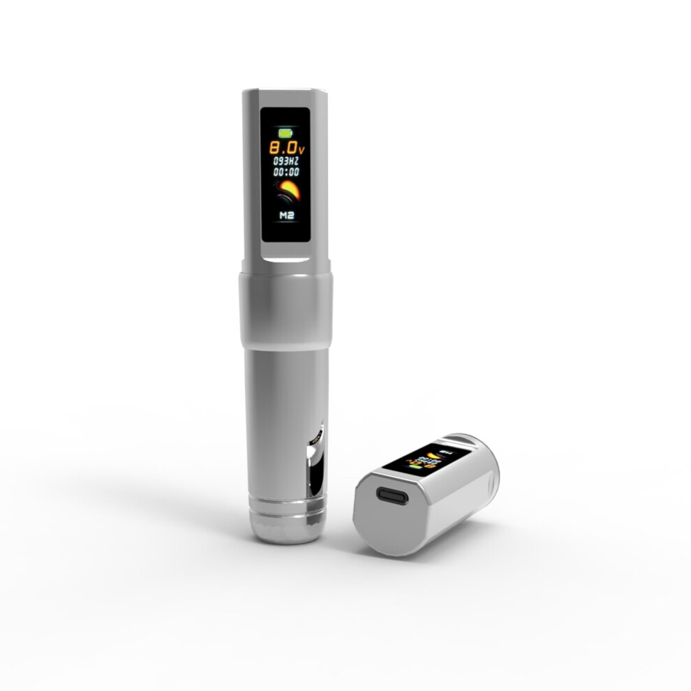 Wireless Tattoo Machine Rotary Pen with Battery, Coreless Motor, LED Display for Artists  Gray