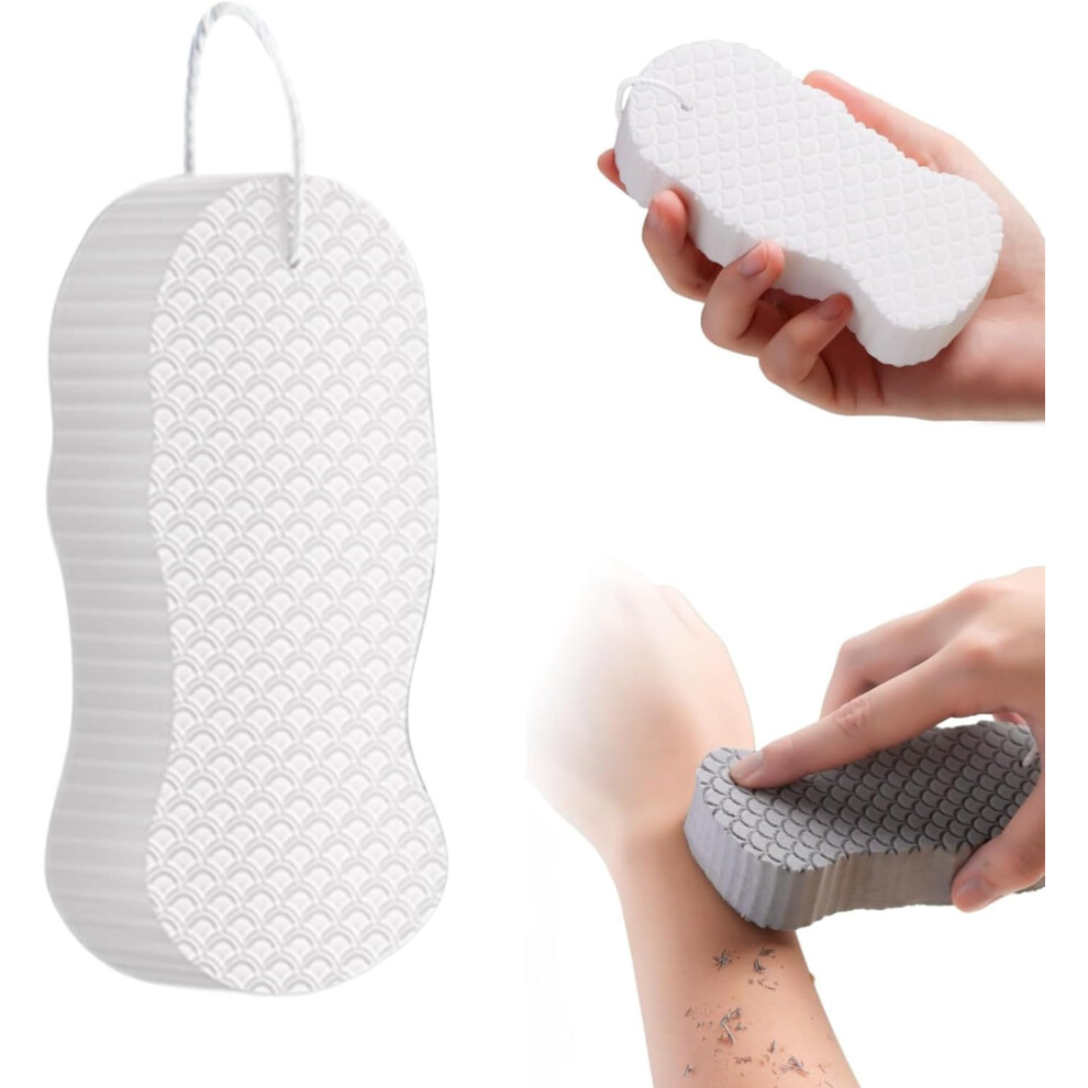 White Exfoliating Bath Sponge With Deep Cleansing Texture, Soft 3D Shower Scrubber For All Skin Types,