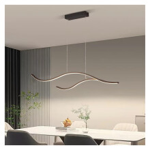 Modern LED Chandelier with Adjustable Light Colors, 100cm Black Ring Pendant for Dining Room