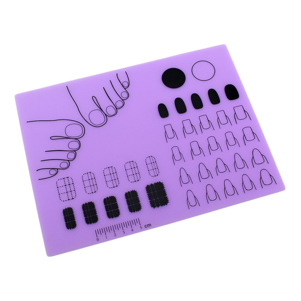Purple Silicone Nail Art Stamping Mat 28X21cm Spillresistant Reusable Workspace With Color Test Area