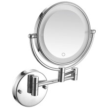 LED Wall Mounted Makeup Mirror with Touch Dimming, 360 Swivel DualSided 5X 7X Magnification