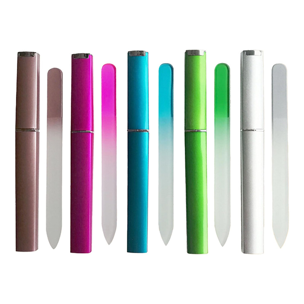 Glass Nail File Set with Protective Case, DoubleSided Crystal Files for Natural Nails, Salon Quality