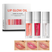 3Pcs Long Lasting Plumping Lip Oil Gloss Set A with Moisturizing Transparent Shine
