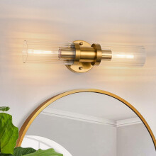 Elegant 18 Inch Brushed Gold Bathroom Vanity Light with Clear Glass Shade, Dimmable Wall Sconce