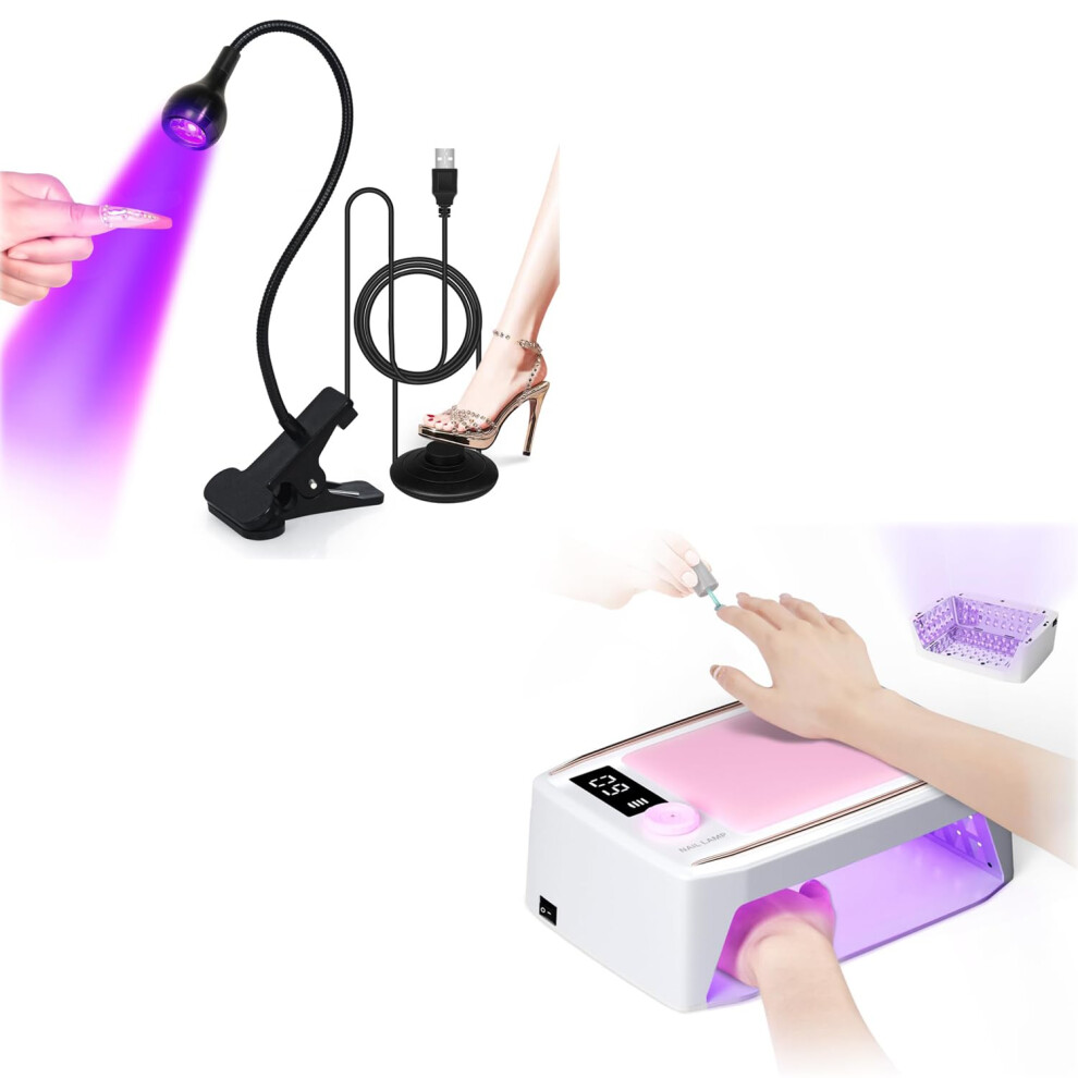 380W UV LED Nail Lamp with Foot Pedal Control, Fast Gel Curing Professional Nail Dryer