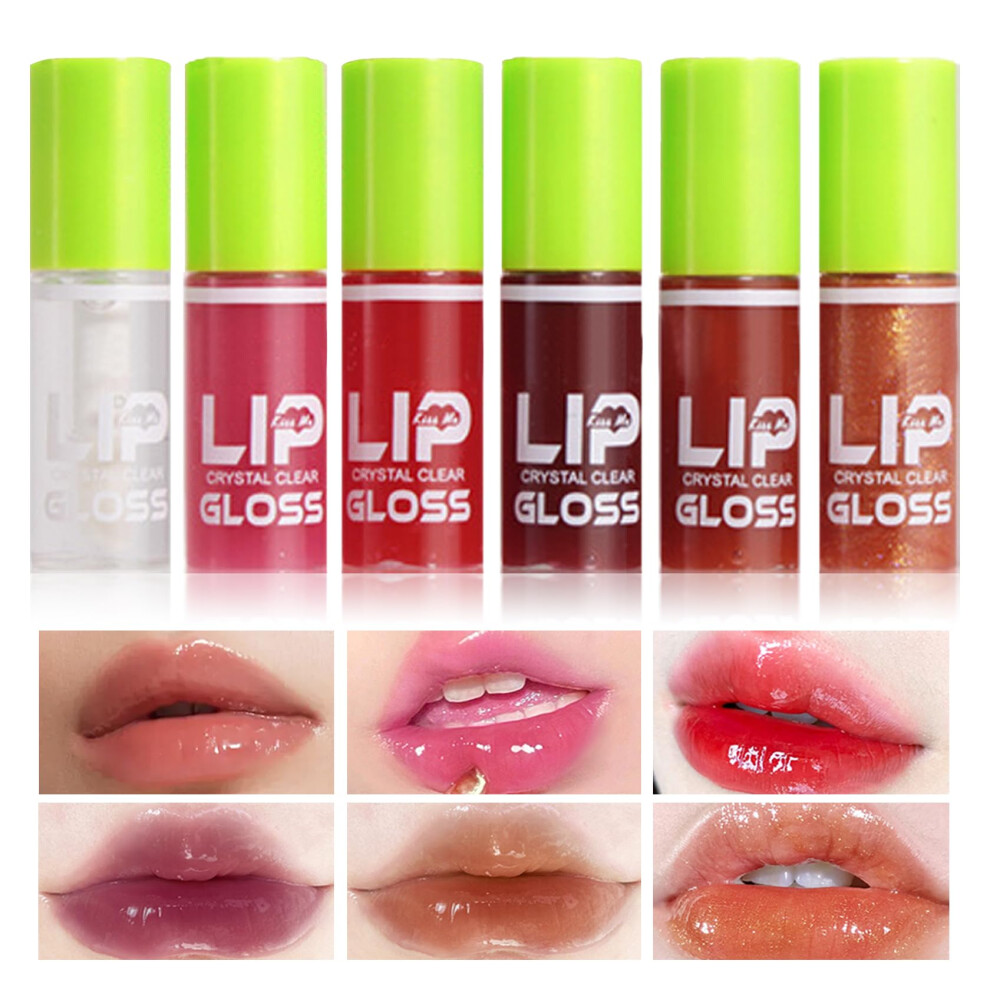 Light 6 Colors Tinted Hydrating Lip Oil Gloss Set With Nonsticky Longlasting Moisture