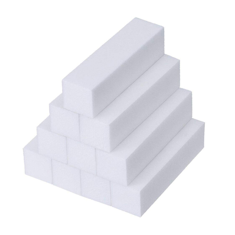 White 10 Pack Nail Buffer Block Reusable Soft Sponge Nail File For Manicure Pedicure
