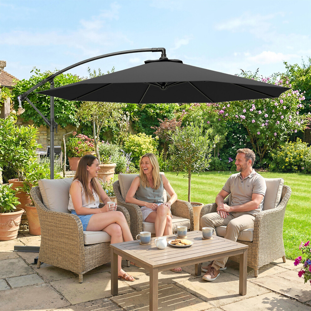 Outsunny 3(M) Banana Parasol Cantilever Umbrella Garden