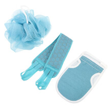 3Piece Exfoliating Body Scrubber Set for Shower with Quick Dry Bath Mitts for Deep Cleansing