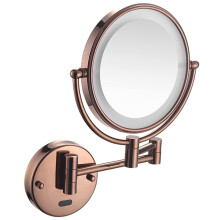 LED Wall Mounted Makeup Mirror with Smart Sensor Light, 10X Magnification, 360 Swivel Arm, Rose Gold