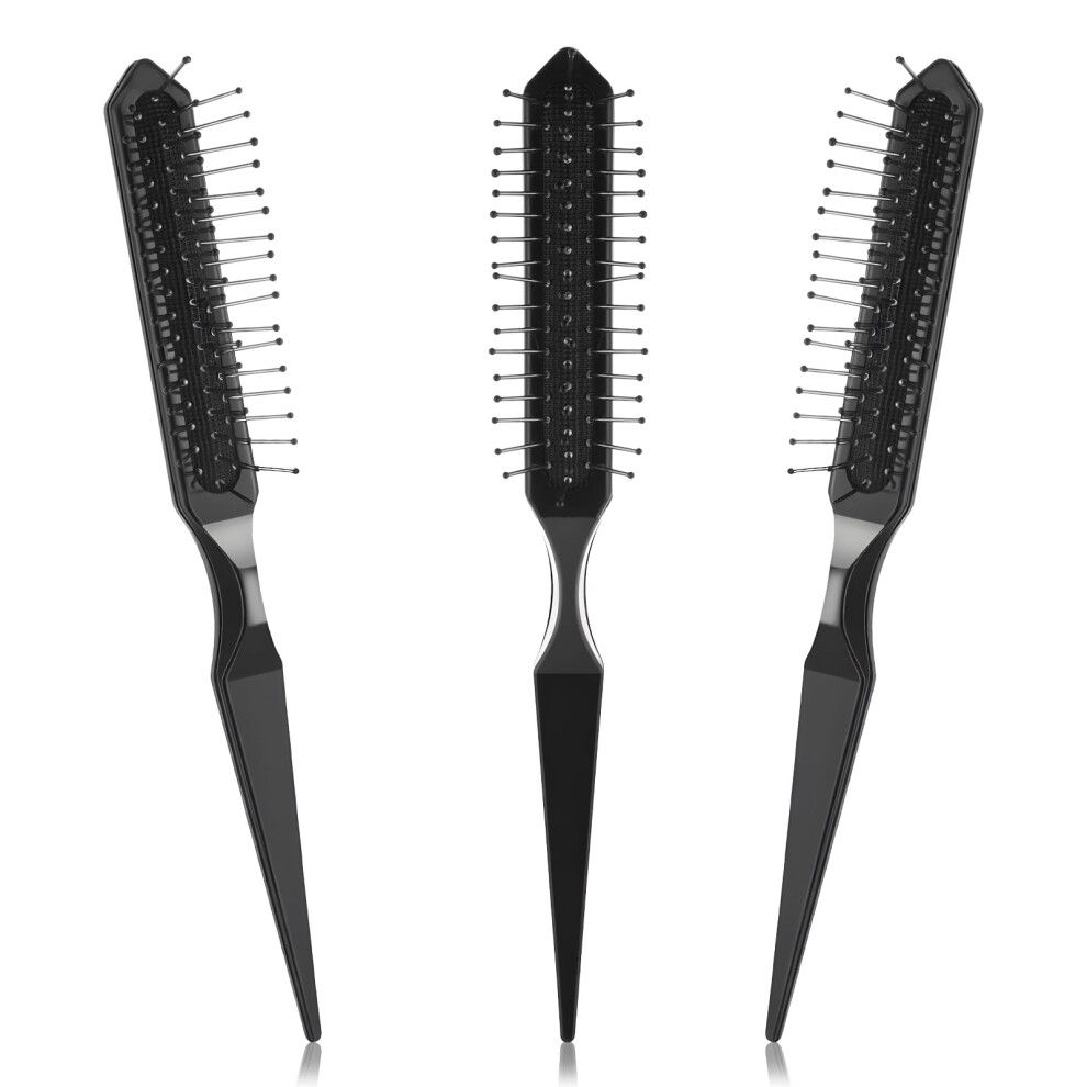 3 Row Wig Brush and Hair Extension Comb Set, 3 Pcs Metal Needle Detangling Brushes with Ergonomic Grip