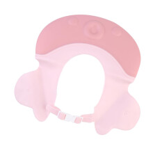Adjustable Baby Shower Cap with Eye Protection, Light Pink Cartoon Bath Hat for Toddlers