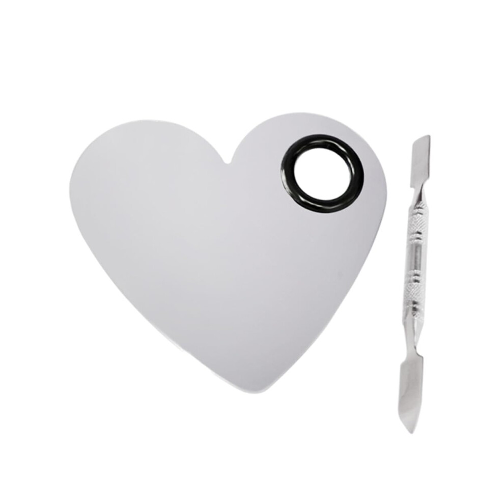 Makeup Mixing Palette Stainless Steel Tray with Dual Spatulas for Hygienic Foundation and Lipstick