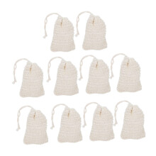 10pcs Ramie Sisal Soap Saver Bag with Drawstring, Exfoliating Pouch for Rich Lather and Gentle Massage
