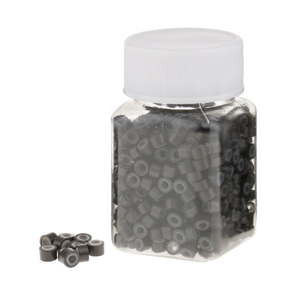Unisex Brown 2Mm Silicone Lined Micro Rings For Hair Extensions, Secure Discreet Hold And Gentle Hair Protection