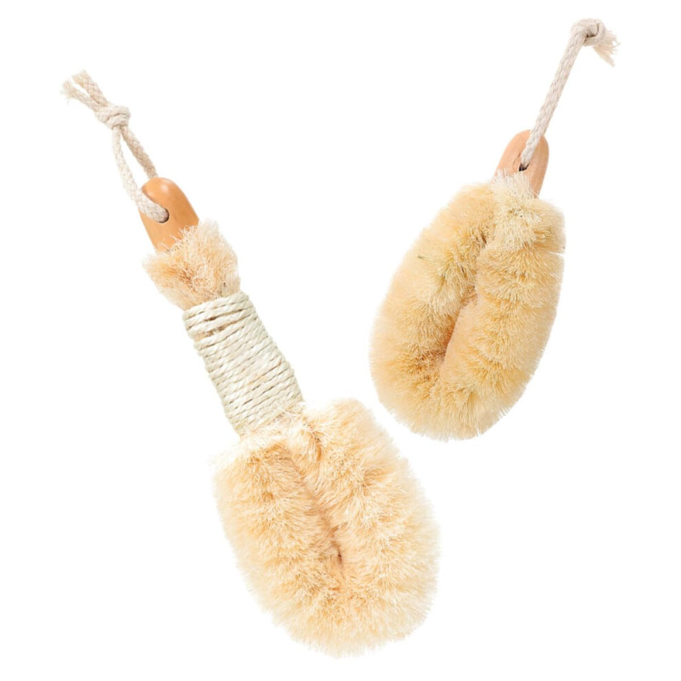 2Pcs Sisal Body Brush Set Wooden Dry Brush for Gentle Skin Exfoliation Wet or Dry Use
