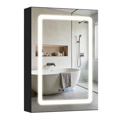 ELECWISH LED Bathroom Mirror Cabinet with Charging 50*70cm 1