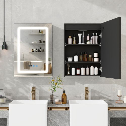 ELECWISH LED Bathroom Mirror Cabinet with Charging 50*70cm 2