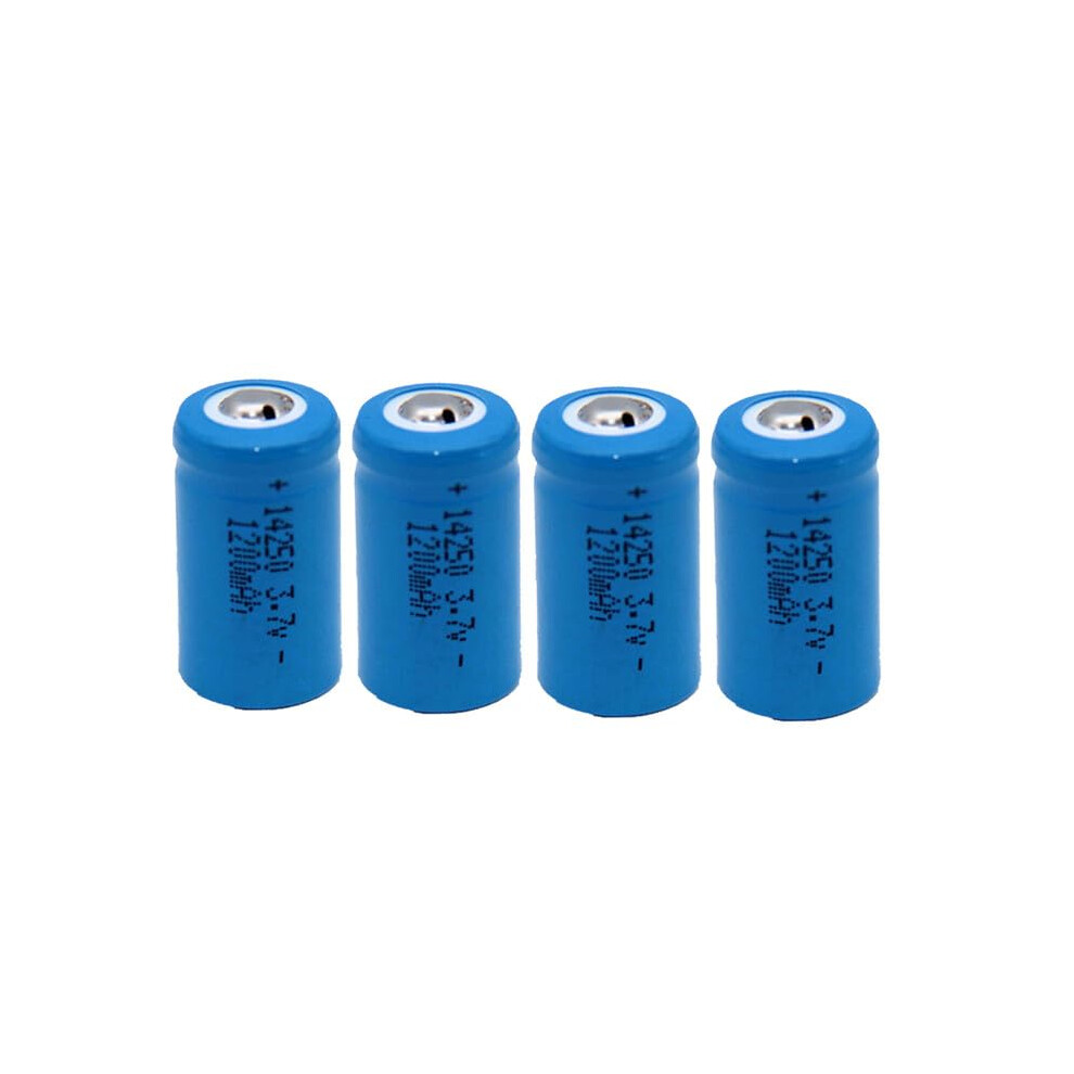 3.7V 1200Mah Rechargeable Liion Battery 4Pcs 14250 Button For Flashlights And Headlamps 9455672105149