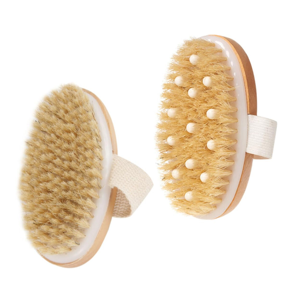 Shower Brush Set with Natural Boar Bristles for Deep Cleaning and Gentle Exfoliation, Wooden Handle